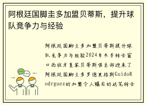 阿根廷国脚圭多加盟贝蒂斯，提升球队竞争力与经验